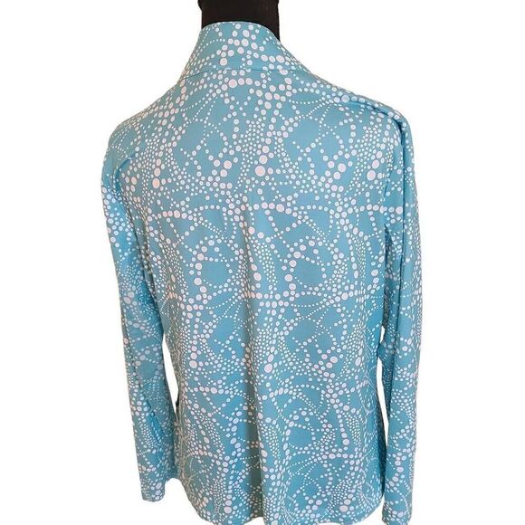 X By GOTTEX Womens Polkadot Pullover Activewear Top Aqua White Size Large NWT - Picture 6 of 13